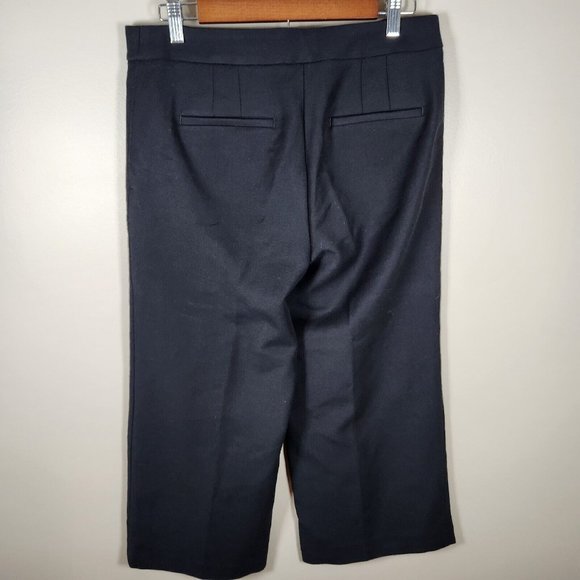 Loft Pants Womens 8 Black Wide Leg Crop Capri Knit Ponte Trouser Slacks Stretch - Picture 5 of 14